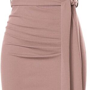 Women's Wear to Work Sleeveless Ruched Bodycon Office Pencil Midi Dresses with B